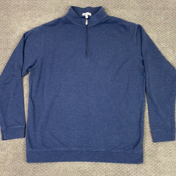 Peter Millar Sweater Men's XXL Blue Crown Comfort Interlock Quarter 1/4 Zip Golf - Picture 2 of 11